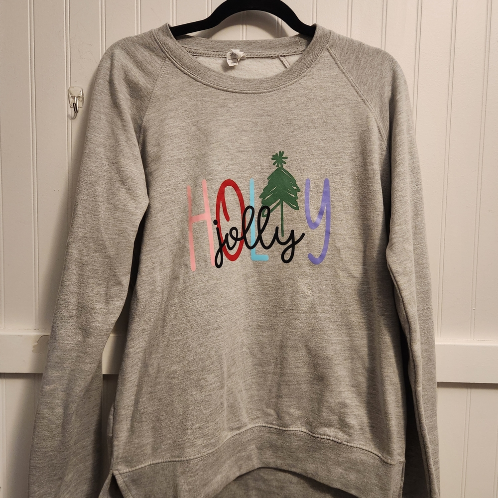 Enza Costa Gray Holiday Sweatshirt Size S